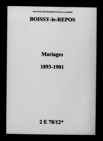 Boissy-le-Repos. Mariages 1893-1901