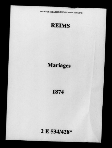 Reims. Mariages 1874