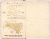 Plan des bordures de bois à Messieurs les Religieux de l'de l'abbaye d'Igny : ferme de la Fosse, ferme de Rosoy, vers 1787.