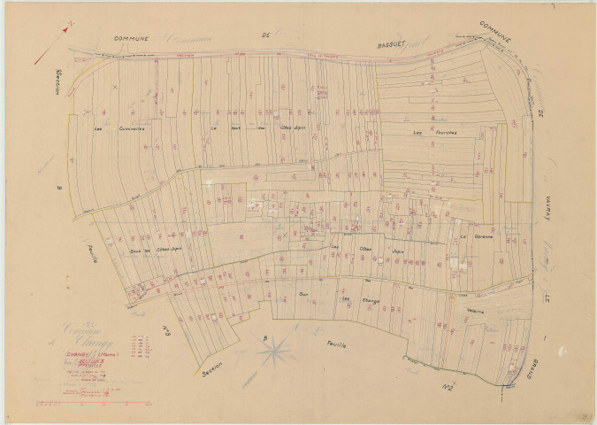 Changy (51122). Section B1 échelle 1/1250, plan mis à jour pour 1959, plan non régulier (papier)