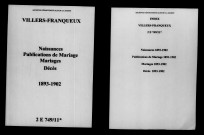 Villers-Franqueux. Naissances, publications de mariage, mariages, décès 1893-1902