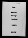 Bouy. Baptêmes, mariages, sépultures 1761-1792