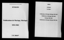 Étoges. Publications de mariage, mariages 1834-1862