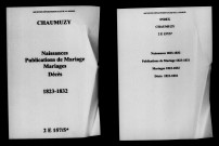 Chaumuzy. Naissances, publications de mariage, mariages, décès 1823-1832