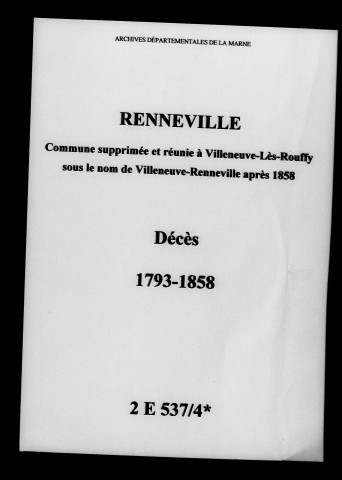 Renneville. Décès 1793-1858