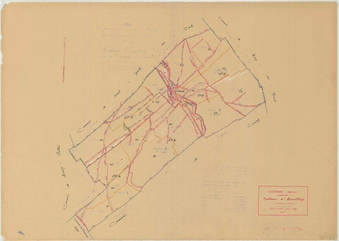 Cernon (51106). Tableau d'assemblage échelle 1/10000, plan mis à jour pour 1937, plan non régulier (papier)