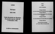 Lisse. Mariages, tables des mariages 1843-1902