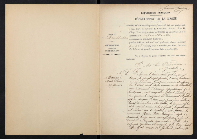 Linthelles. Décès 1893-1929