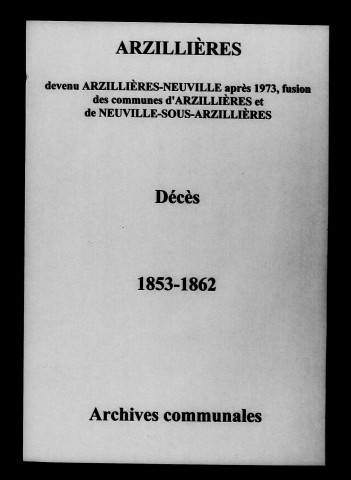 Arzillières. Décès 1853-1862