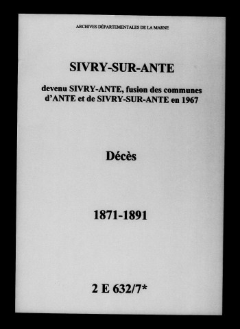 Sivry-sur-Ante. Décès 1871-1891