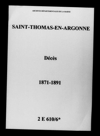 Saint-Thomas. Décès 1871-1891