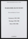 Margerie-Hancourt. Naissances, mariages, décès 1903-1908 (reconstitutions)