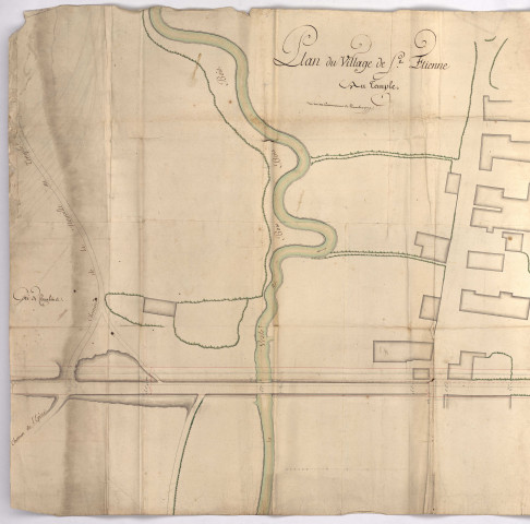 RN 77. Plan de traverse du village de St Etienne, 1771. Plan du village de St Etienne au Temple, 1779.