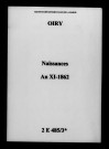 Oiry. Naissances an XI-1862