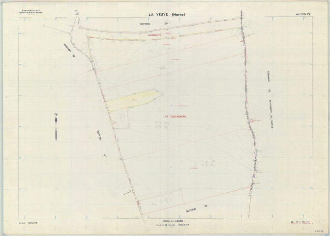 Veuve (La) (51617). Section ZW échelle 1/2000, plan remembré pour 1980 (extension sur Dampierre-au-Temple section ZT), plan régulier (papier armé)