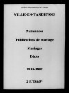 Ville-en-Tardenois. Naissances, publications de mariage, mariages, décès 1833-1842