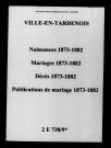 Ville-en-Tardenois. Naissances, mariages, décès, publications de mariage 1873-1882