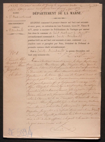 Saint-Mard-sur-le-Mont. Publications de mariage 1871-1927