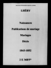 Lhéry. Naissances, publications de mariage, mariages, décès 1843-1852