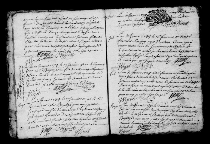Villers-le-Sec. Baptêmes, mariages, sépultures 1734-1736