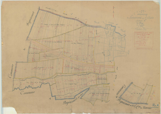 Luxémont-et-Villotte (51334). Section C1 échelle 1/2500, plan mis à jour pour 1935, plan non régulier (papier)