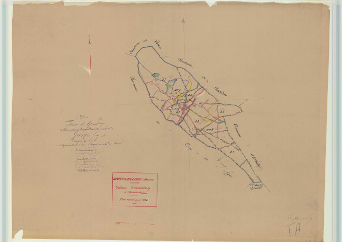 Givry-lès-Loisy (51273). Tableau d'assemblage 2 échelle 1/10000, plan mis à jour pour 1934, plan non régulier (papier)