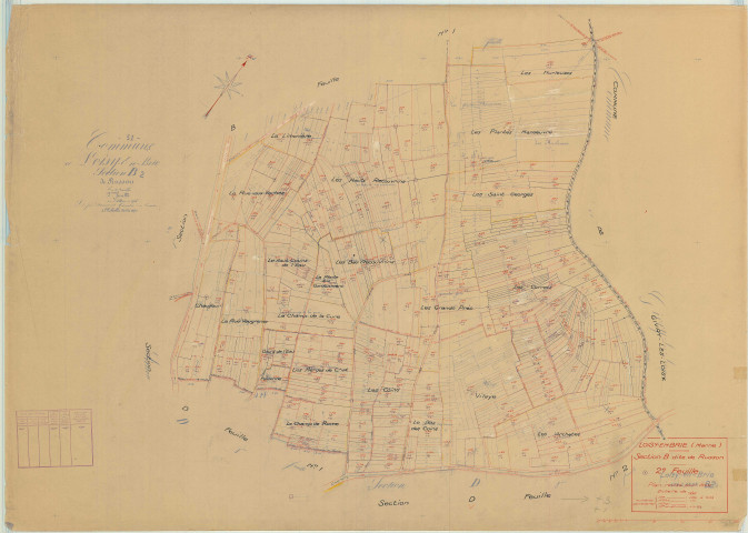 Loisy-en-Brie (51327). Section B2 échelle 1/1250, plan mis à jour pour 1940, plan non régulier (papier)
