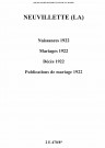 La Neuvillette. Naissances, mariages, décès, publications de mariage 1922