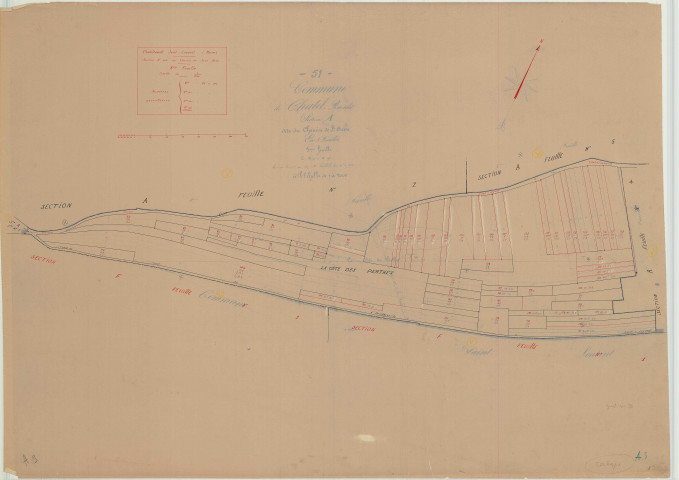 Châtelraould-Saint-Louvent (51134). Section A3 échelle 1/2000, plan mis à jour pour 1933, plan non régulier (papier)