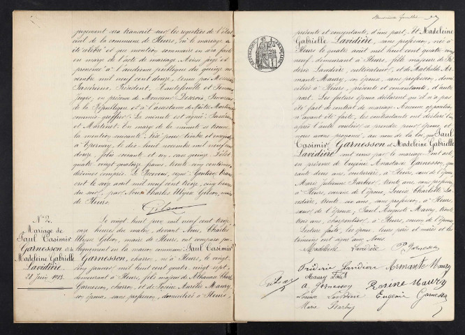 Pleurs. Mariages 1913-1929