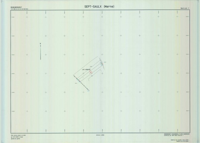 Sept-Saulx (51530). Section Y échelle 1/2500, plan remembré pour 1956, plan régulier (calque).