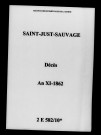 Saint-Just. Décès an XI-1862