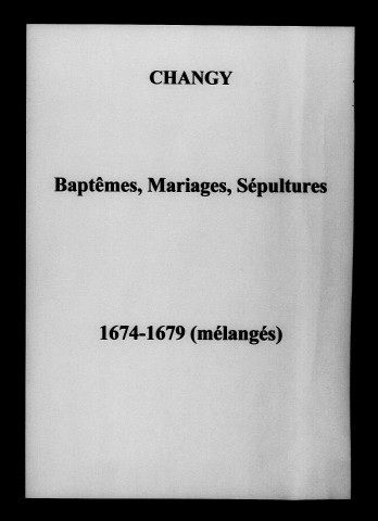 Changy. Baptêmes, mariages, sépultures 1674-1693