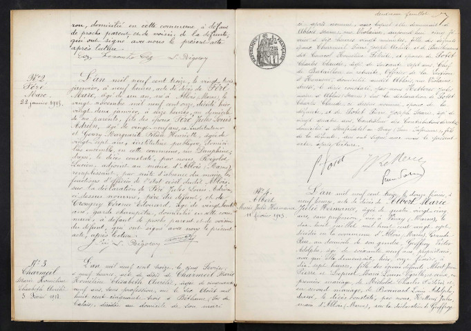 Ablois. Décès 1913-1929