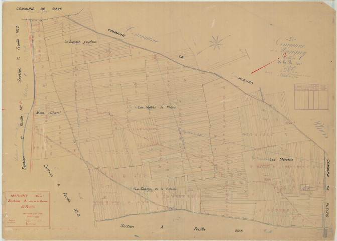 Marigny (51351). Section A1 échelle 1/2000, plan mis à jour pour 01/01/1938, non régulier (papier)