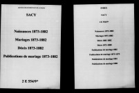 Sacy. Naissances, mariages, décès, publications de mariage 1873-1882