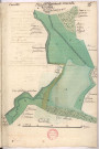 Arpentage et plan de l'étang, prés et bois situés dans la châtellenie de Courville (1760)