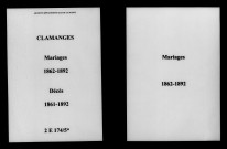 Clamanges. Mariages, décès 1861-1892