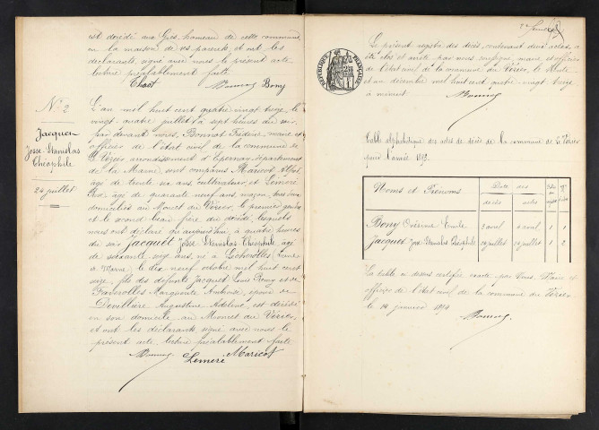 Vézier (Le). Décès 1893-1929