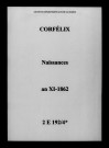 Corfélix. Naissances an XI-1862