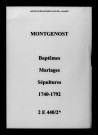 Montgenost. Baptêmes, mariages, sépultures 1740-1792