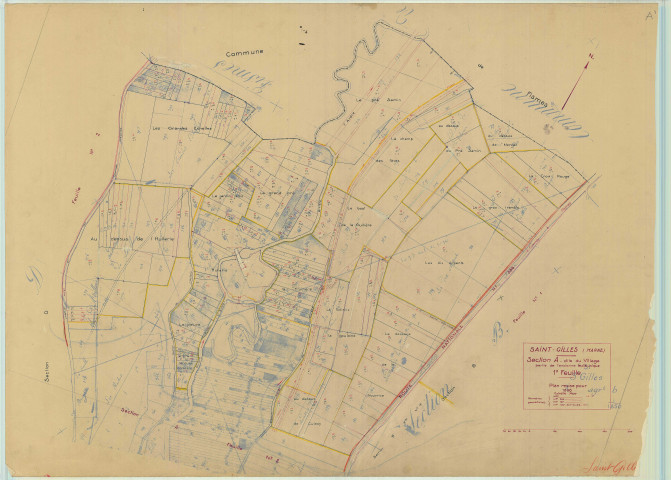 Saint-Gilles (51484). Section A1 échelle 1/1250, plan mis à jour pour 1936, plan non régulier (papier).