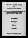 Soudé-Sainte-Croix. Naissances, mariages, décès 1883-1892