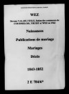 Wez. Naissances, publications de mariage, mariages, décès 1843-1852