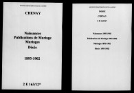Chenay. Naissances, publications de mariage, mariages, décès 1893-1902