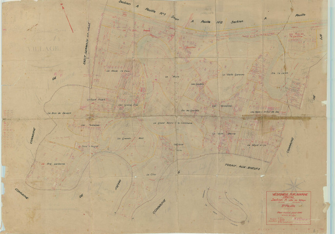 Vésigneul-sur-Marne (51616). Section A3 échelle 1/2500, plan mis à jour pour 1945, plan non régulier (papier)