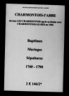 Charmontois-l'Abbé. Baptêmes, mariages, sépultures 1760-1790