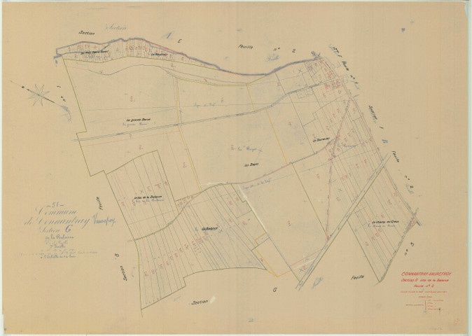 Connantray-Vaurefroy (51164). Section G2 échelle 1/2000, plan mis à jour pour 01/01/1955, non régulier (papier)