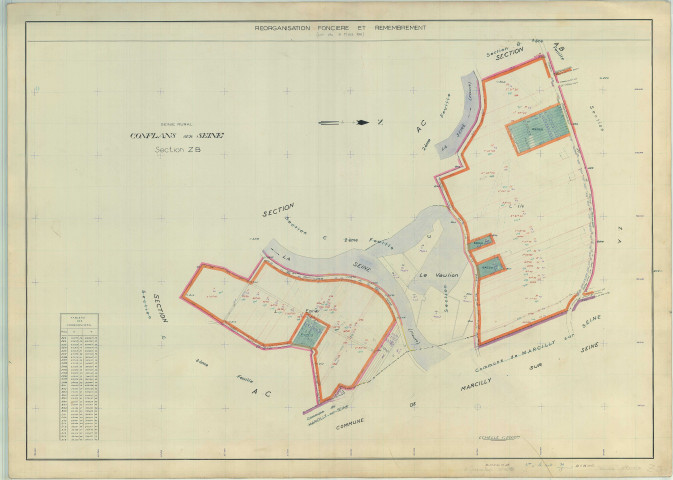 Conflans-sur-Seine (51162). Section ZB échelle 1/2000, plan remembré pour 01/01/1964, régulier avant 20/03/1980 (papier armé)