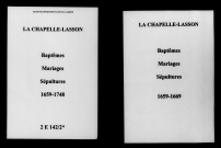Chapelle-Lasson (La). Baptêmes, mariages, sépultures 1659-1748